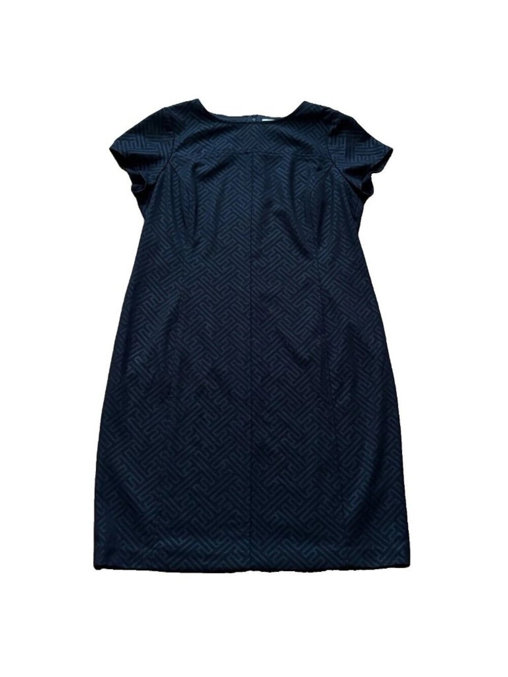 Chico’s Black Size 12 US Geometric Knit Short Sleeve Sheath Dress Stretch
